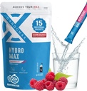 Hydromax Electrolite Drink Mix - Raspberry 15 Paket Liquid dengan Potasium & Magnesium - Zero Sugar, Keto & Vegan Electrolite untuk Rapid Hydration & Recovery Suplemen