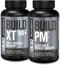 Jacked Factory Build-XT 50 + Daily Muscle Builder (90 Capsules) & Build PM Time Muscle Builder & Sleep Aid (60 Capsules) for Muscle Growth, Vitalitas, & Recovery