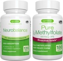 Neurrobalance Zinc, Magnesium & Vitamin B6 + Pure Folate 400mcg Vegan Bundle, Cheriated Zinc Picolinate 24mg, Oxide- Free Magnesium & Vitamin B6 + Optiminated L- Methyfolat, oleh Igennus