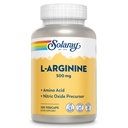 SOLARAY L- Arginine 500 mg, Nitric Oxide Suplement, Endurance, Energy, Heart Health Support, 100 Servis, 100 Vegan Caps
