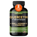 Gade Nutrition Quercetin dengan Bromelain Vitamin C dan Zinc Vitamin D3 124; Animae Suplemen Dukungan dalam Kapsules 124; Non-GMO, Bebas, Vegan 124; Dibuat di AS 124; 2 Pasokan Bulan