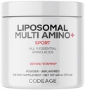 Codeage Lipomal Amino Powder Suplement - BCAA & EAA Suplement All 9 Estile Amino Acids, Branin Amino Acid, Pra & Post Workout, Unflagranted, Lipomal Delipodal, Non-GMO, 6.15 oz
