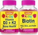 Welly Yeah Vitamin D3 + K2 Kids + Biotin Kids, Gummies Bundle - Great Tasting, Vitamin Suplemen, Gluten Free, GMO Bebas, Gummy Chewable