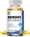 Magnesium Glycinate Capsules, Absorpsi Tinggi Magnesium Glycinate 400mg dengan Vitamin B6 & D3 Kompleks Magnesium Softgels untuk Muscle, Bone & Energy Dukungan Nomor 120 Vegan Count