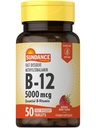 Sundance Vitamin B12 Fast Dissolve Tablet: 124; 5000 mcg 124; 50 Count 124; sebagai Methylcobalamin 124; Natural Berry Flavor 124; Vegetarian, Non-GMO, dan Gluten Free Supplemen