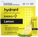 PHIDRANT Energy Lemon Flavor 30 Stick Pack, Caffeine & L-Theanine Rapid Hydration Mix, Electrolite Hydration Powder Packet dengan Zinc