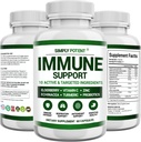 Suplemen Dukungan Imune, 10 dari 1 Imunity Booster Blend of Elderberry, Vitamin C, Zinc, Echinacea, Turmeric, Progories & Antioksidants for Immune Defense, Respiratory & Digetical Health, 60 Pil