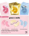grace & stella Under Eye Mask - Mengurangi Lingkaran Gelap, Puffy Eyes, Undereye Bags, Wrinkles - Gel Under Eye Patches, Vegan Cruelty- Free Self Care (72 Pairs, Goldpink Blue)