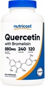 Nutricost Quercetin 880mg, 240 kapsules Vegetarian dengan Bromelain (165mg) - 120 Servings (440mg Quercetin Per Cap) - Gluten Free, Non-GMO