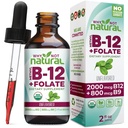 Mengapa tidak Vitamin B12 Liquid Natural Plus Flolate - Organic Sublingual Ekstra Kekuatan Vegan Drops - Methyl Suplemen dengan Folcics
