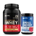 Optimum Nutition Dynamic Duo Bundle: Amino Energy, Blue Raspberry (30 Servings) dan Gold Standard 100% Powey Protein Powder, French Vanilla Creme (29 Pelayan)
