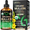 Mulein Drops for Lungs - USDA Organic Liquid - Mullein Leaf Extraction Suplement - Made in USA - Lung & Bronchial Cleanse for Smokers - Respiratory Health Support - As Tacture, Tea, Pil - 4 fl oz