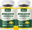2 Pack Mullein Gummies for Lungs, Mullein Leaf Extract Suplement for Digetical & Respirate & Imune Support with Bromelain, Quercetin, Mango Flavor, 120 Count