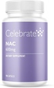 Merayakan Vitamin NAC (N-Acetyl Cysteine) Suplemen, 600mg per Capsule, Gluten Bebas, Non-GMO, 90 Kapsul