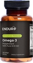Endur Omega-3 Phospholipid (100% Pure Krill Oil), Suplemen Jantung Kesehatan, Formulated untuk gangguan optimal, Gluten Bebas, 500mg (180 Softgels)