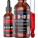 Vegan Cair B-12 Drops - 60 x 5000 mcg Ekstra Kekuatan Raspberry