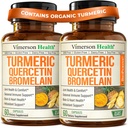 Quercetin bersama Bromelain Turmeric Curcumin Suplement - Allergy Relief, Joint & Imune Support - Organic Turmeric Suplemen dengan Black Pepper (Bioperine) - Quercetin 500mg Capsules 2 Pack