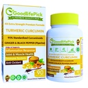 Curcumin Campsules Ekstra Kekuatan Turmeric dengan Ginger & 95% Curcuminoid & Black Pepper Extract for Maximum Benefits. Semua Natural NonGMO NO Rice Powder NO Stearate NO Silica-90 Veg Cap