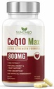 Suplemen Antioksidant KoQ10 yang Kuat - Ekstra Formula 800mg, 60 Kapsul, Persediaan 1 Bulan dengan Koenzim Q10 Vitamin dan Suplemen