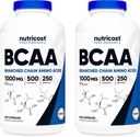 Nutricost BCAA 1000mg, 500 Capsules (250 Serv), 2: 1: 1 Branched Chain Acids Amino (500mg dari L-Leucine, 250mg dari L- Imourinus dan L-Valine) (2 Botol)