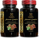 Tambahan Dukungan Candida - Acid caprylic murni, Pil Instinal Dukungan untuk Manusia, Candida Natural, Progories & Digevive Enzymes - 2 Botol 120 Kapsul