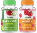 Aloe Lifeable Vera + Kalsium Magnesium, Gummies Bundle - Great Tasting, Vitamin Suplement, Gluten Free, GMO Free, Chewable