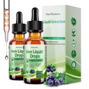 2 Pack Liquid Iron Supplement for Women & Kids, Vegan Iron Drops with Vitamin C D, B12, B-Complex, Cair Potency Tinggi dengan Multivitamin for Anemia, Dukungan Energi, Magnesium Besi Lembut