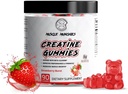 Muscle Munchies Creatine Chewable Gummies for Men & Women-Infused with Beta Alanine- 5g of Creatine Per Service - Increases Strength, Endurance, Recovery- Vegan, NongMO (Strawberry Burst)