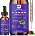 Elderberry Syrup Black Elderberry Drops dengan Quercetin, Panax Ginseng, Vitamin C dan Zinc, Sambucus Elderberry Syrup Liquid, Vegan, Non-GMO & Gluten Bebas
