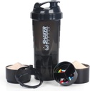 VECH Shaker Bottles for Protein Mixes Workout Shake Break Water Bottle Non Slip 3 Swist Off 3 OZ with Pill Tray for Storage Protein Powder Shake Bottle 16 OZ Shake Cup (Black)