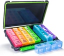 Weekly Pill Organizer, 7 Day Pill Box (4-Times-Aday) Portabel untuk Perjalanan dengan Moisture- Bukti Mendesain kasus Pil Pill untuk Pil / Vitamin / Minyak Ikan / Suplemen