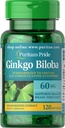 Puritan 's Pride Ginkgo Biloba Standardied Extract Nootropic 60 Mg Softgels, 120 Count