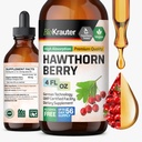 BIO KRAUTER Hawthorn Berry Extract Taincture - Natural Hawthorne Berry Supplement - 100% Murni Formula - Vegan Sugar & Alkohol Bebas 4 FI Oz.