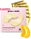 Grace & stella Award winning Under Eye Mask - Travel Essensial - Hadiah Ulang Tahun Bagi Perempuan - Gel Eye Patches for Lingkaran Gelap, Puffy Eyes, Wrinkles, Undereye Bags - Vegan Self Care (48 Pairs, Gold)