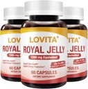 Lovita Royal Jelly 333 mg, 3: 1 Konsentrasi, dengan 20mg 10- HDA, Sumber Alam Super Food, Supports Skin Health & Energy Produksi, 60 Kapsul (Paket 3)