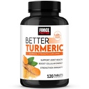 FORCE FACTOR Lebih baik Turmeric Curcumin 1600mg dengan Black Pepper & Ginger, Clinical Strength Dupport Superior Absorpsi, 120 Tablet