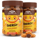 Good Day Chocolate Energy Supplemen untuk Orang dewasa [2 Pack] Cokelat Kafein Fair Trade dengan B-Vitamin, Teh Hijau Ekstraksi dan 20 mg Caffeine Per Potongan - Energi Booster untuk Perempuan dan Pria