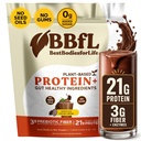 BbbfL Plant-Based Protein Shake - 21g Vegan Protein, Cocoa + Apple Cider Vinegar, Pregholes, Digetical Enzymes, Supports Gut Health - All-inone Shake for Women & Men (15 Servis, Cocococoa Cream)