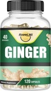 Jahe Root Capsules Made with Organic Ginger Root Powder 2500mg per Serving, 120 Vegetable Capsule 40 Servings