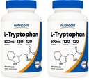 Nutricost L- Tryptophan 500mg, 120 Capsules (2 Botol)