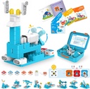 WhalesBot A3 12-in- 1 STEM Blocked Robot Coding Kit untuk Anak-Anak, 61- Piece Gedung Pendidikan Set dengan Interactive Histling, Ideal Toy Gift for Boys & Girls Ages 3-6