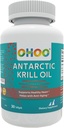 OHOO Antartika Krill Oil 500mg Omega- 3 EPA & DHA Suplement, Phoholipids, Antioksidant Astaxanthin, Supports Heally Heart dan Anti- Aging Suplemen dengan No Fishy Aftertaste, 30 Softgeels