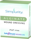 Calcium Alginate Wound Dressing 2 "x 2" -Simpurity- Individual Thick Pads Antimicrobial Alginate Dressing Fiber Weund Care for Bed Sore- Leg Ulcertic Foot