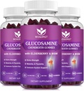 Glucosamin Chondroitin Gummies dengan MSM & Elderberry - 1500mg Glucosamin Chondroitin Suplemen untuk Fleksibilitas dan Dukungan Imune untuk Pria & Perempuan, 60 Gummi (3 Kemasan)
