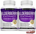 Katup Elderberry Organik dengan Ekstrak Sambucus - Buah Elderberry murni untuk Dukungan Imunitas, Skin Health & Powerful Antioksidant, Boost Imunitas untuk Pria & Women, 60 Veggie Capsules, Non-GMO & No Sugar