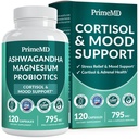 5-in- 1 Cortisol Tambahan untuk Perempuan dan Pria dengan Ashwagandha untuk Tenang, Fokus, dan Adrenal Dukungan Suplemen dengan Ekstrak Shilajit, Magnesium Glycinate, Progories (120 ct) (Paket 1)