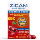 Zicam Cold Remedy Zinc Lozenges, Wild Cherry Flavor, Homeopathic, Soothes Sore Throat and Coughs, Cold Shortening Medicine, Shortens Cold Durasi, 25 Count