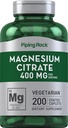 Piping Rock Magnesium Citrate 126; 400 mg 124; 200 Caplets 124; Vegetarian, Non-GMO, Gluten Free Suplemen