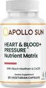 APollo SuN Heart dan Blood + Pressure Supplement Nutrient Matrix dengan Hawthorn Extract, Niacin, dan COQ10, 60 Vegetarian Capsules