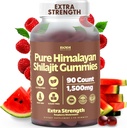 Himalaya murni Shilajit Gummies 1500mg - 90 Vegan, Sugar-Free Gummies dengan 85 + Trace Minecion & Fulvic Acid, Non-GMO Shilajit Suplemen untuk Pria & Perempuan